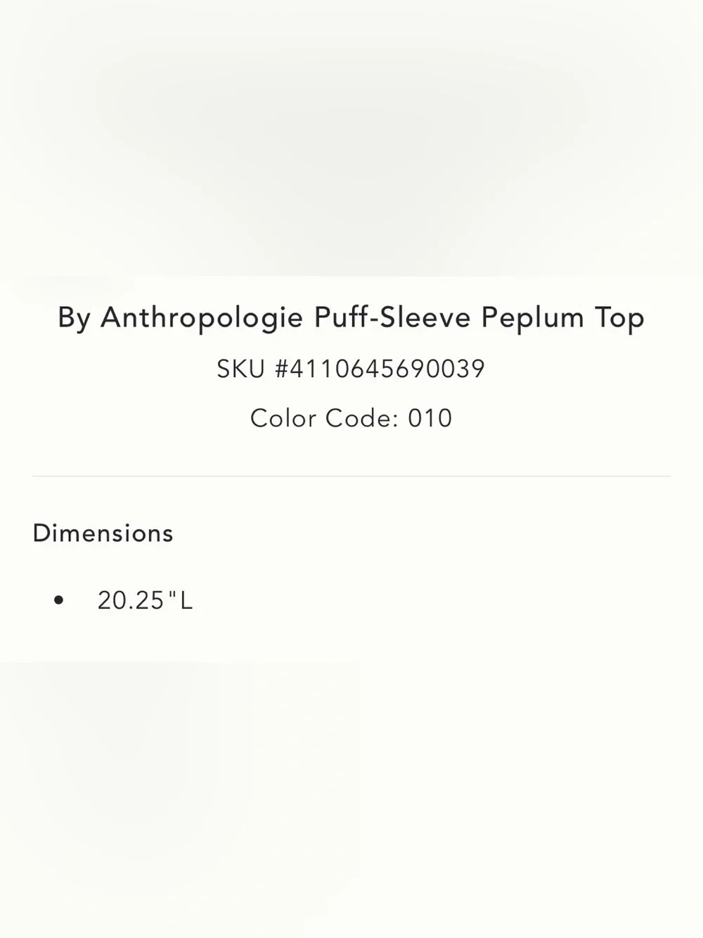 Anthropologie White Puff-Sleeve Peplum Blouse